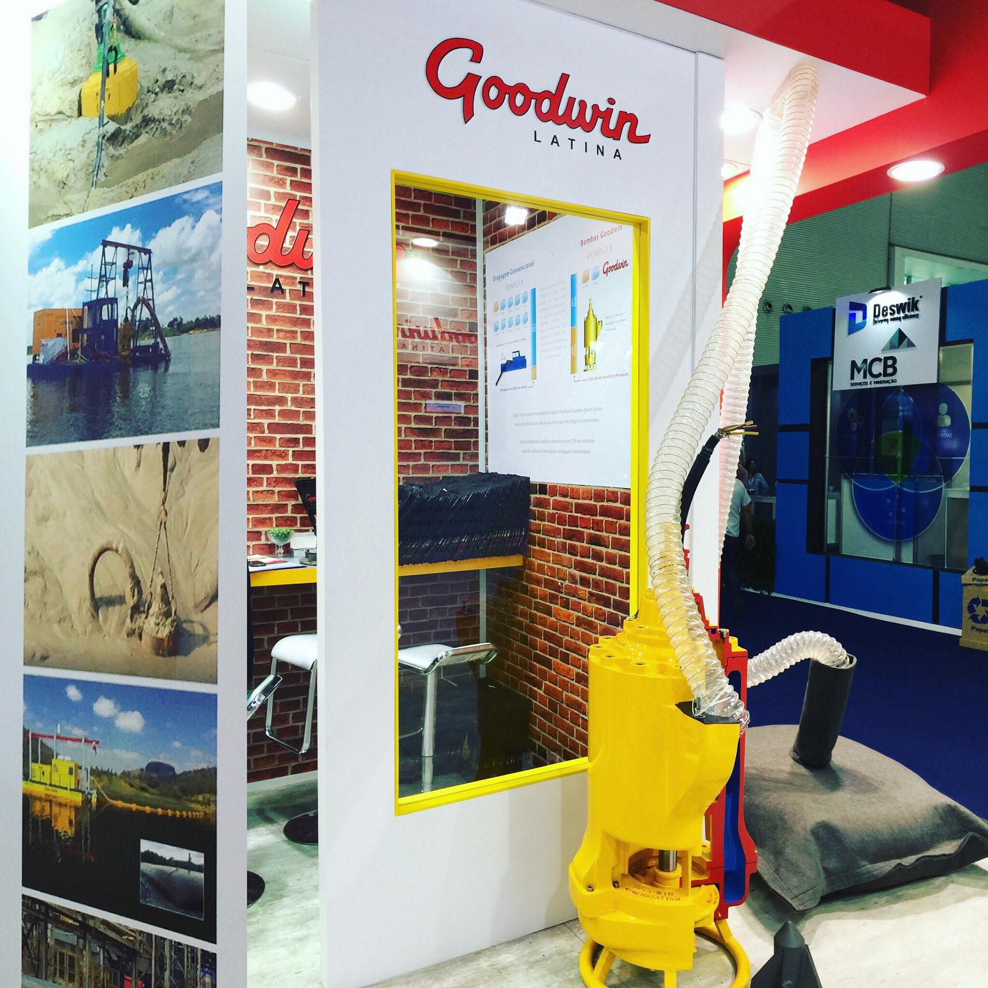 Estande Goodwin Latina no evento Exposibram — projeto e montagem gerenciados pela Trabuka