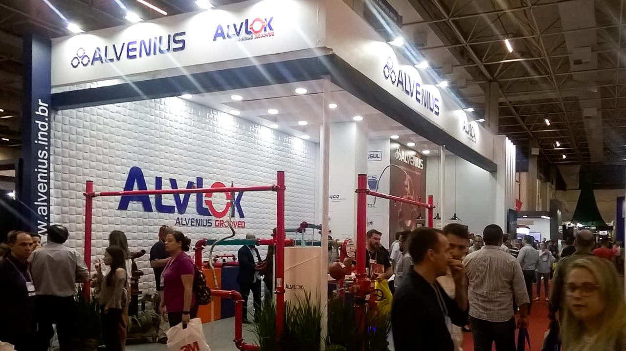 Estande Alvenius no evento FISP — projeto e montagem gerenciados pela Trabuka